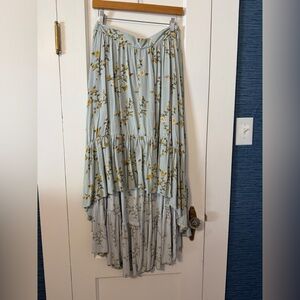 Xhilaration High Low Floral Skirt in Blue and Yellow